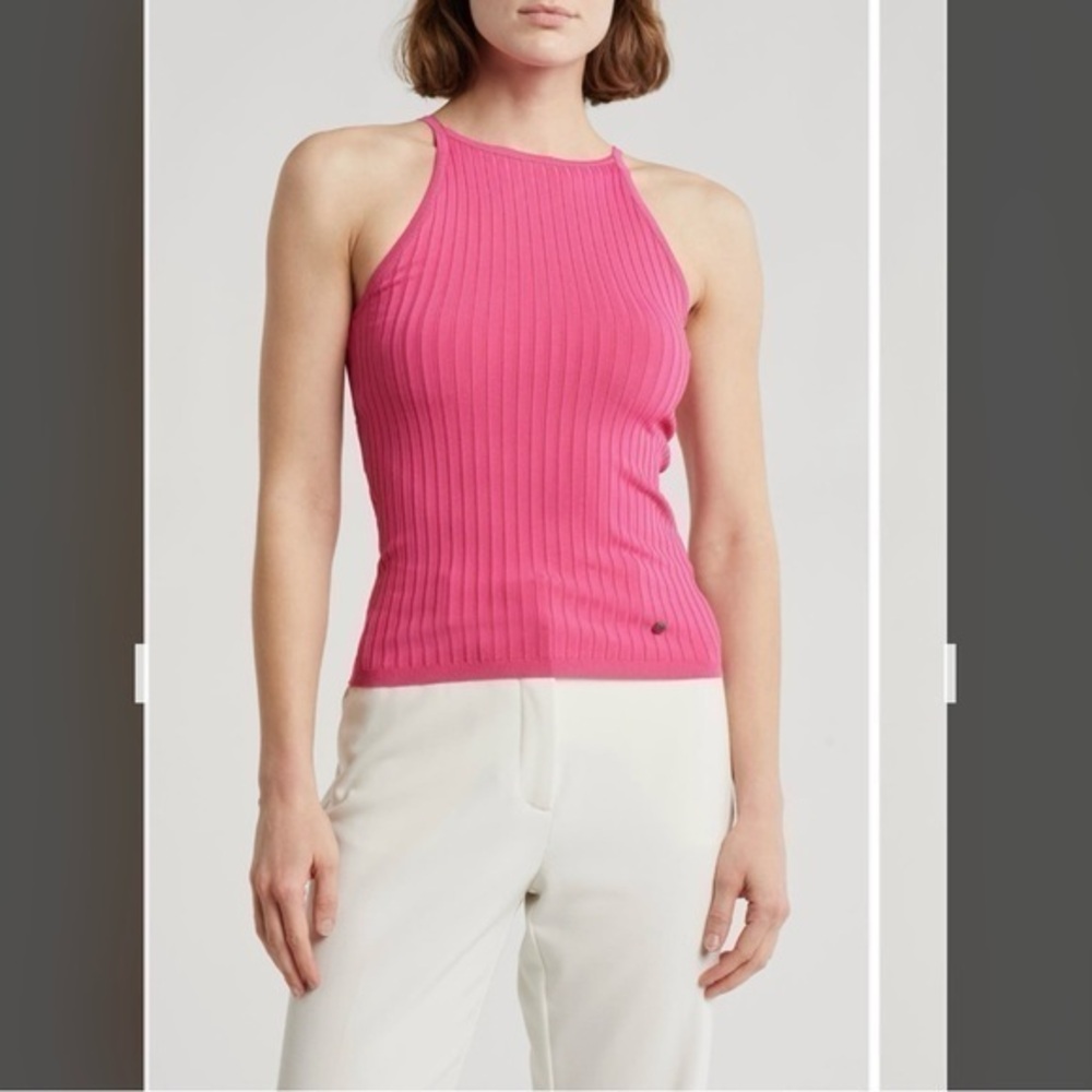 Ted Baker London Box Rib Knit Camisole in Bright Pink Size US 4 / Ted 1